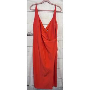Halston NWT Size 16 Dress Solid Orange Sleeveless